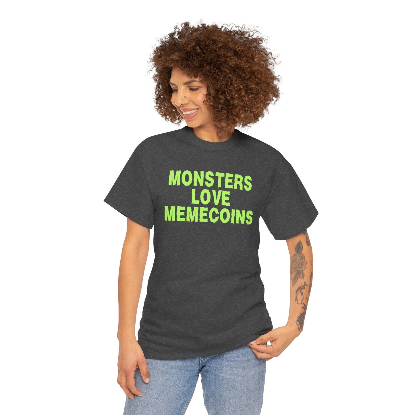 Monsters Love Memecoins (Version 2) Graphic Tee - Crypto Halloween T-Shirt