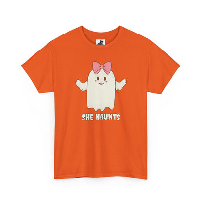 She Haunts (Version 4) - Cute Halloween Ghost T-Shirt