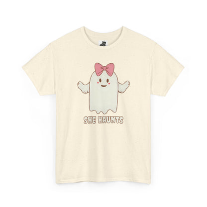 She Haunts (Version 4) - Cute Halloween Ghost T-Shirt