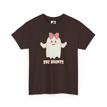 She Haunts (Version 4) - Cute Halloween Ghost T-Shirt