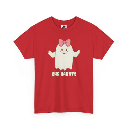 She Haunts (Version 4) - Cute Halloween Ghost T-Shirt