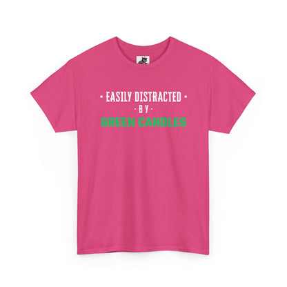 Easily Distracted By Green Candles (Version 2) Graphic Tee - Unisex Cotton T-Shirt